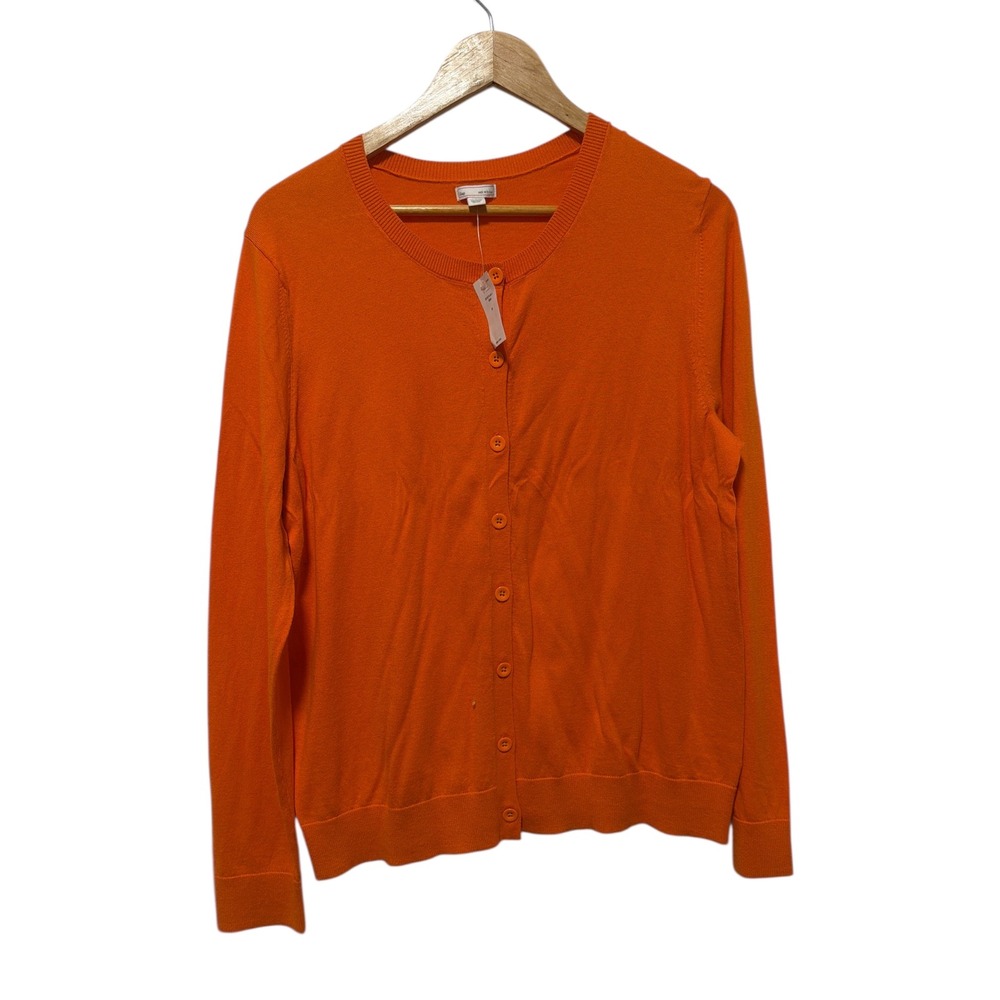 GAP Womens Orange Button Front‎ Crew Neck Knit Cardigan Sweater XL